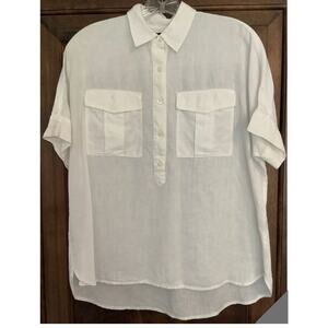 J. CREW Women’s Baird McNutt Irish Linen Popover Shirt XL Blouse White